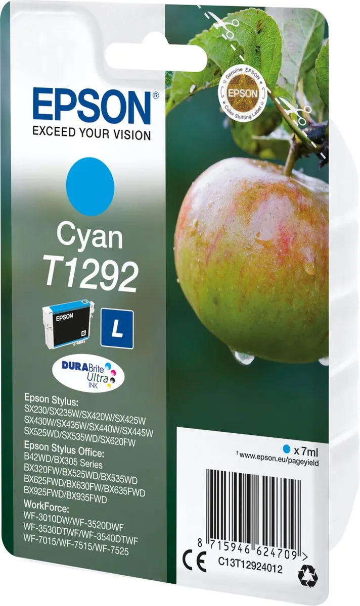 Epson T1292 C13T12924011 Cyaan Inktcartridge - 7ml