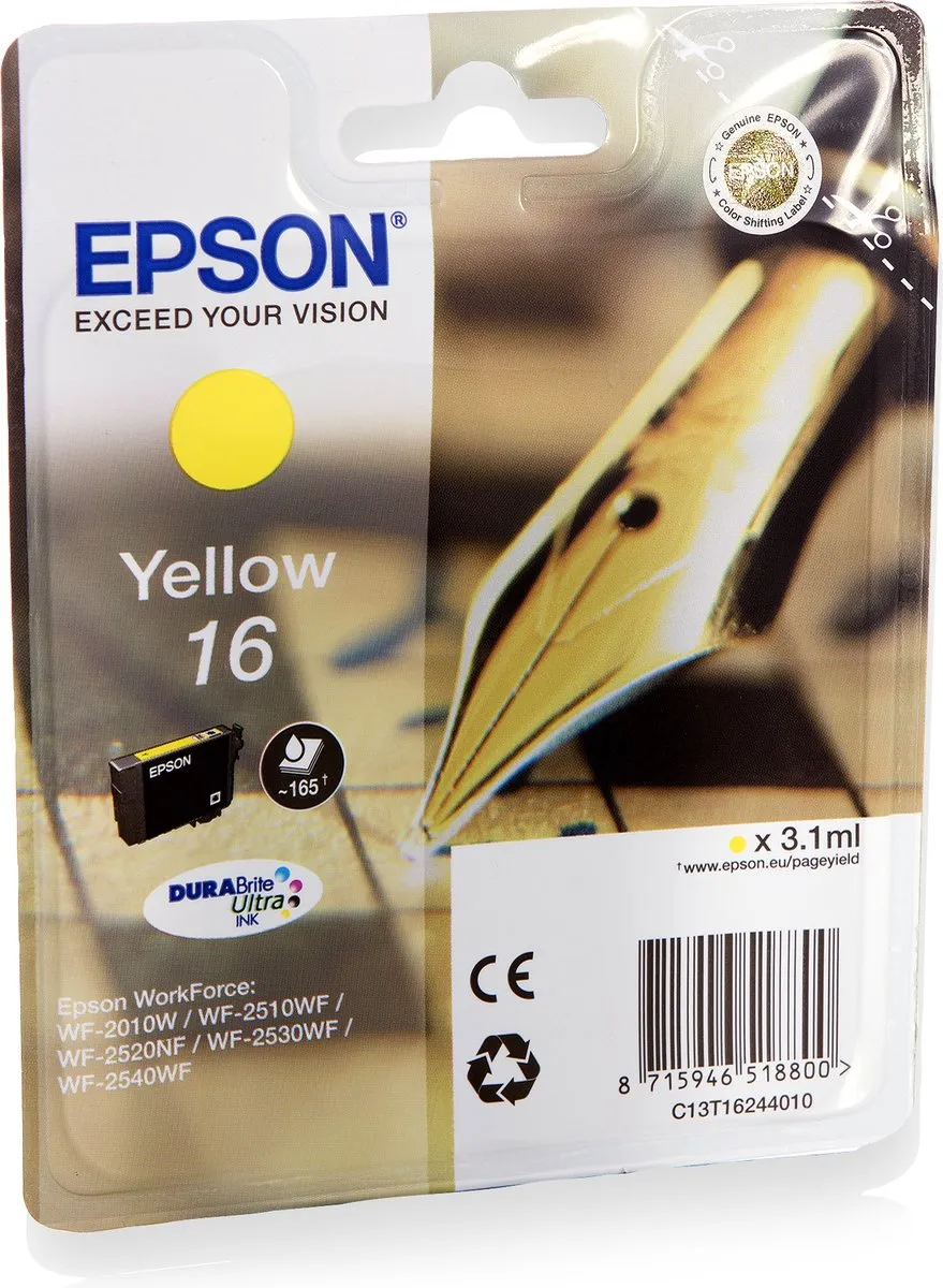 Epson T1624 Geel Inktcartridge - 165 Pagina's