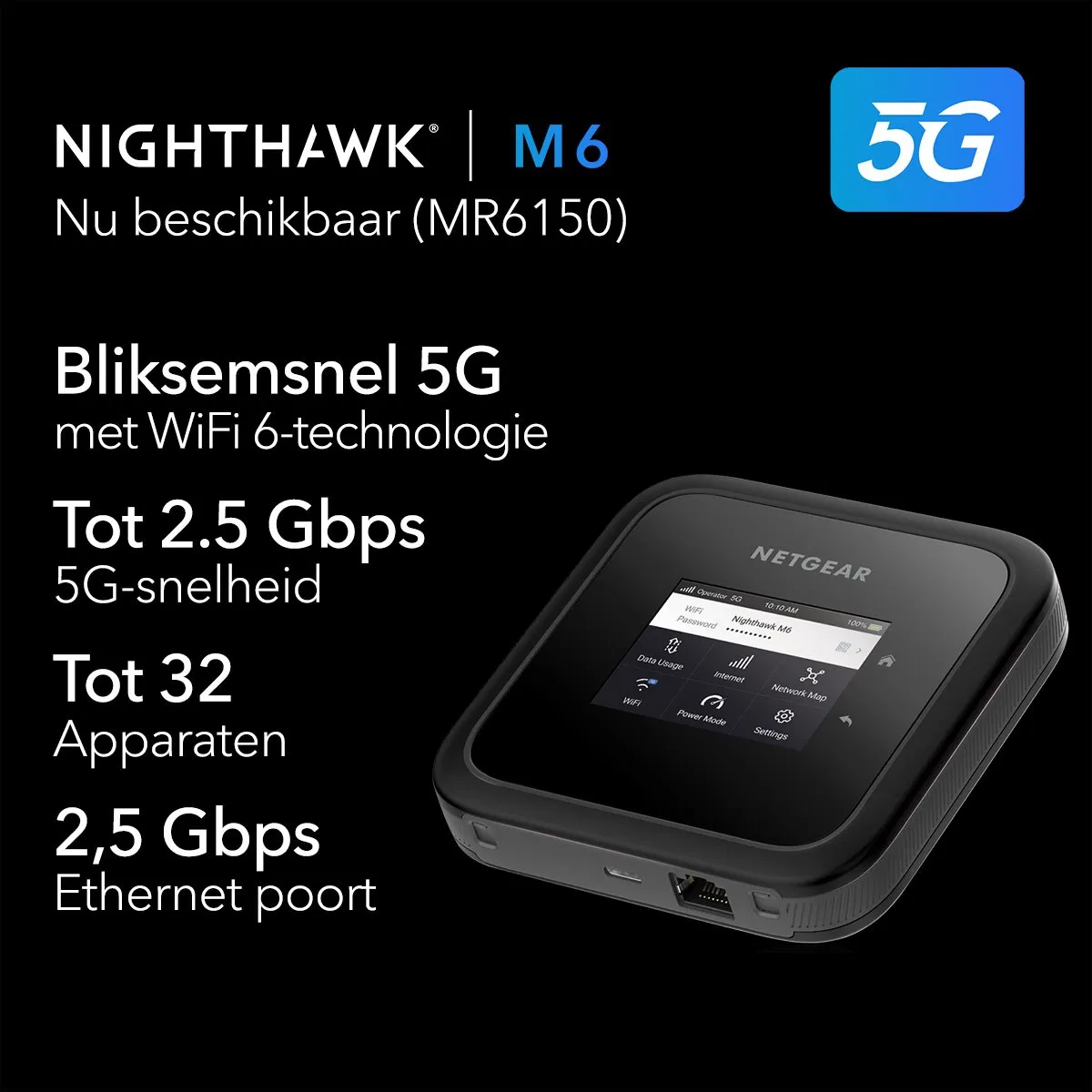 NETGEAR Nighthawk M6 MR6150 - Mifi Router - 5G - WiFi 6