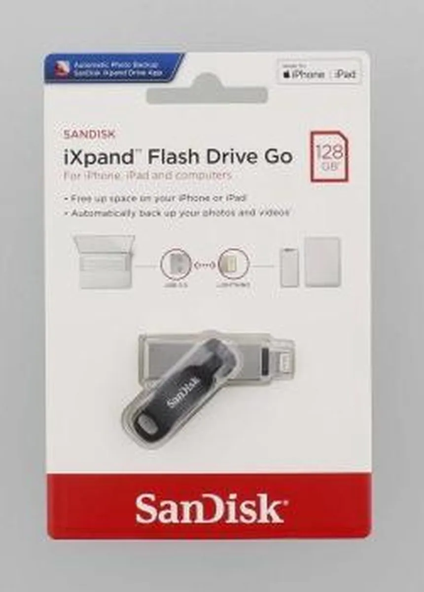 SanDisk iXpand Flash Drive Go SDIX60N-128G-GN6NE - 128GB - Zwart