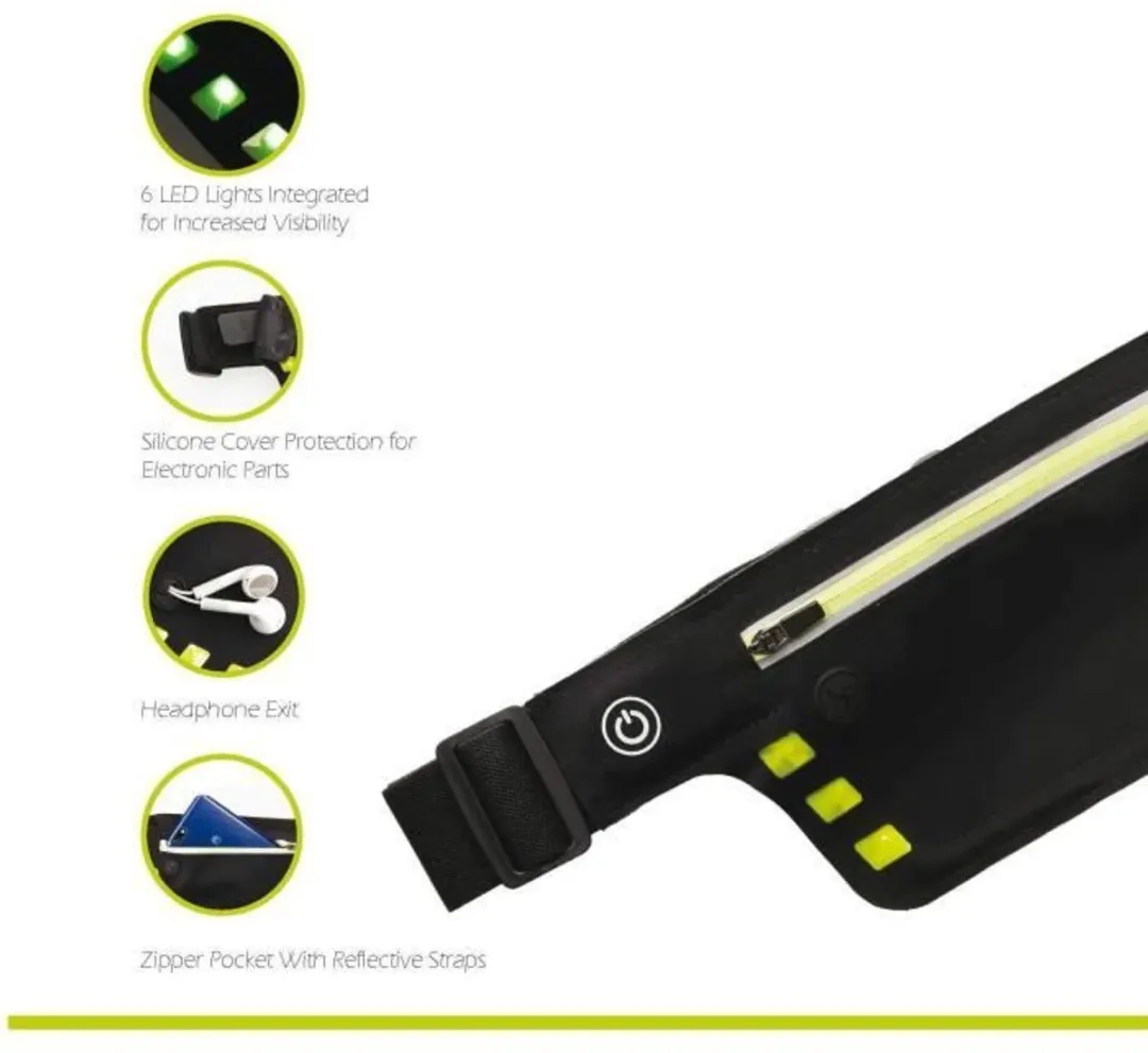Schildkröt Wheel Bee Running Riem - LED-verlicht - Zwart