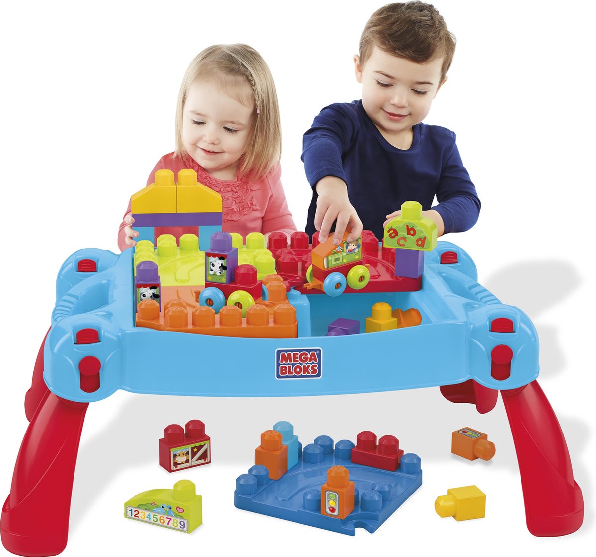Mega Bloks First Builders Speel- en Leertafel - Constructiespeelgoed voor 1-5 jaar