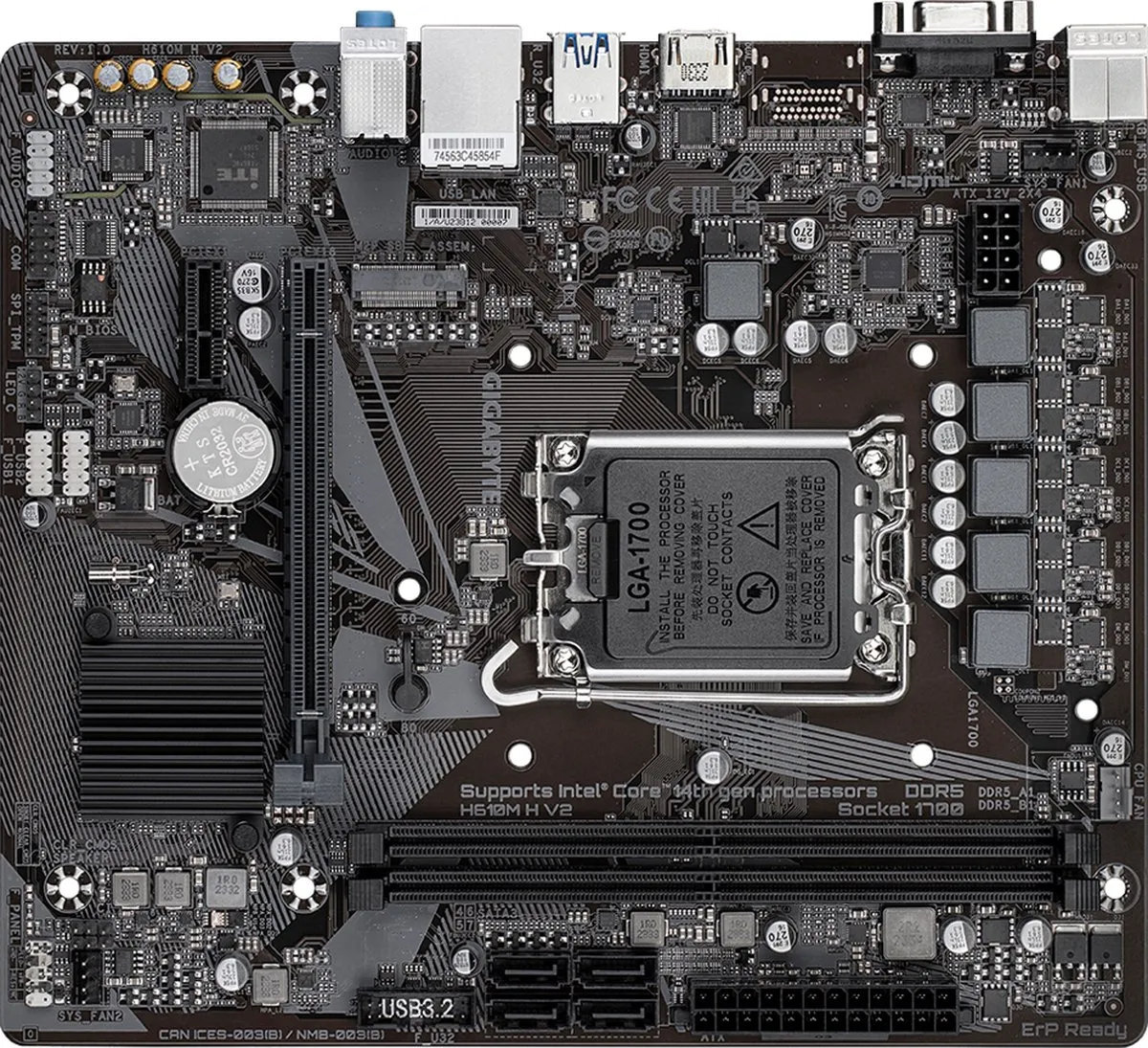 Gigabyte H610M H V2 Moederbord - Micro-ATX - Intel H610
