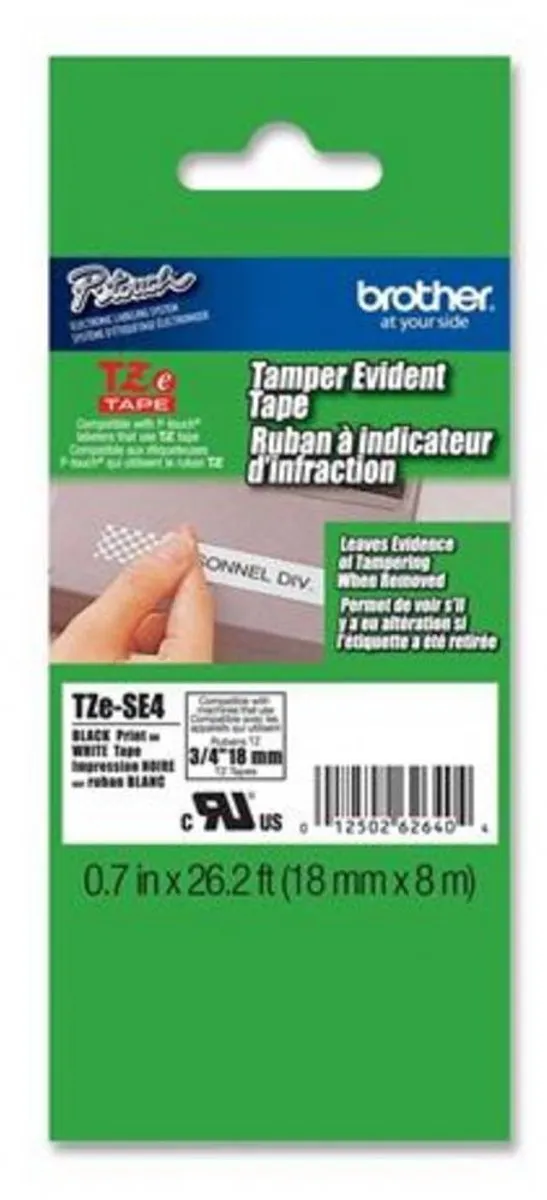 Brother TZ-SE4 Securitytape 18mm - 8m - Zwart op wit