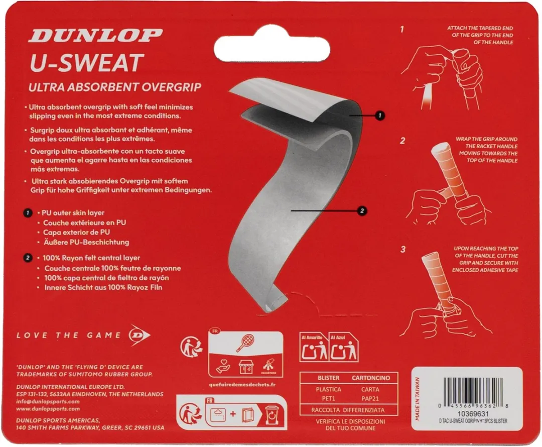 Dunlop U-Sweat OGrip Grips - Wit - 3 Stuks
