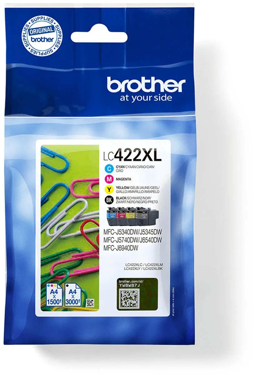 Brother LC-422XLVAL Cartridges - 4 Stuks (Zwart/Cyaan/Magenta/Geel)
