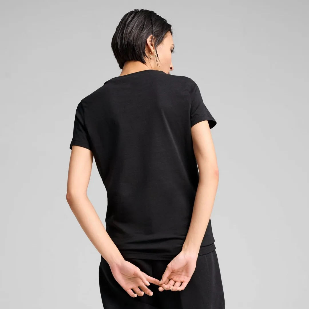 PUMA Ess Metallic No.1 Logo T-shirt Dames - Zwart M