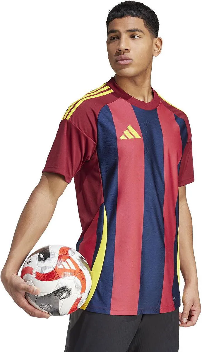 Adidas Striped 24 Shirt Heren - M - Bordeaux/Navy/Geel