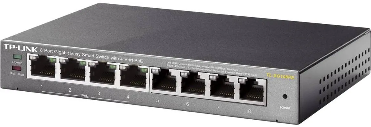 TP-Link TL-SG108PE - Netwerkswitch - 8-Poorten - Smart Switch - PoE