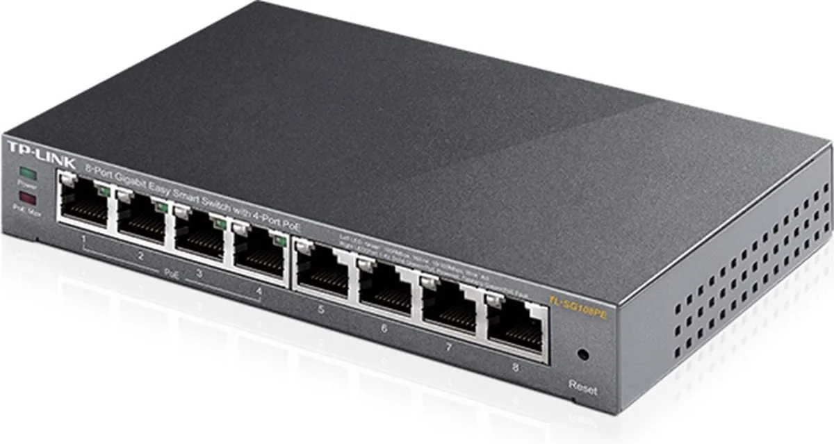TP-Link TL-SG108PE - Netwerkswitch - 8-Poorten - Smart Switch - PoE