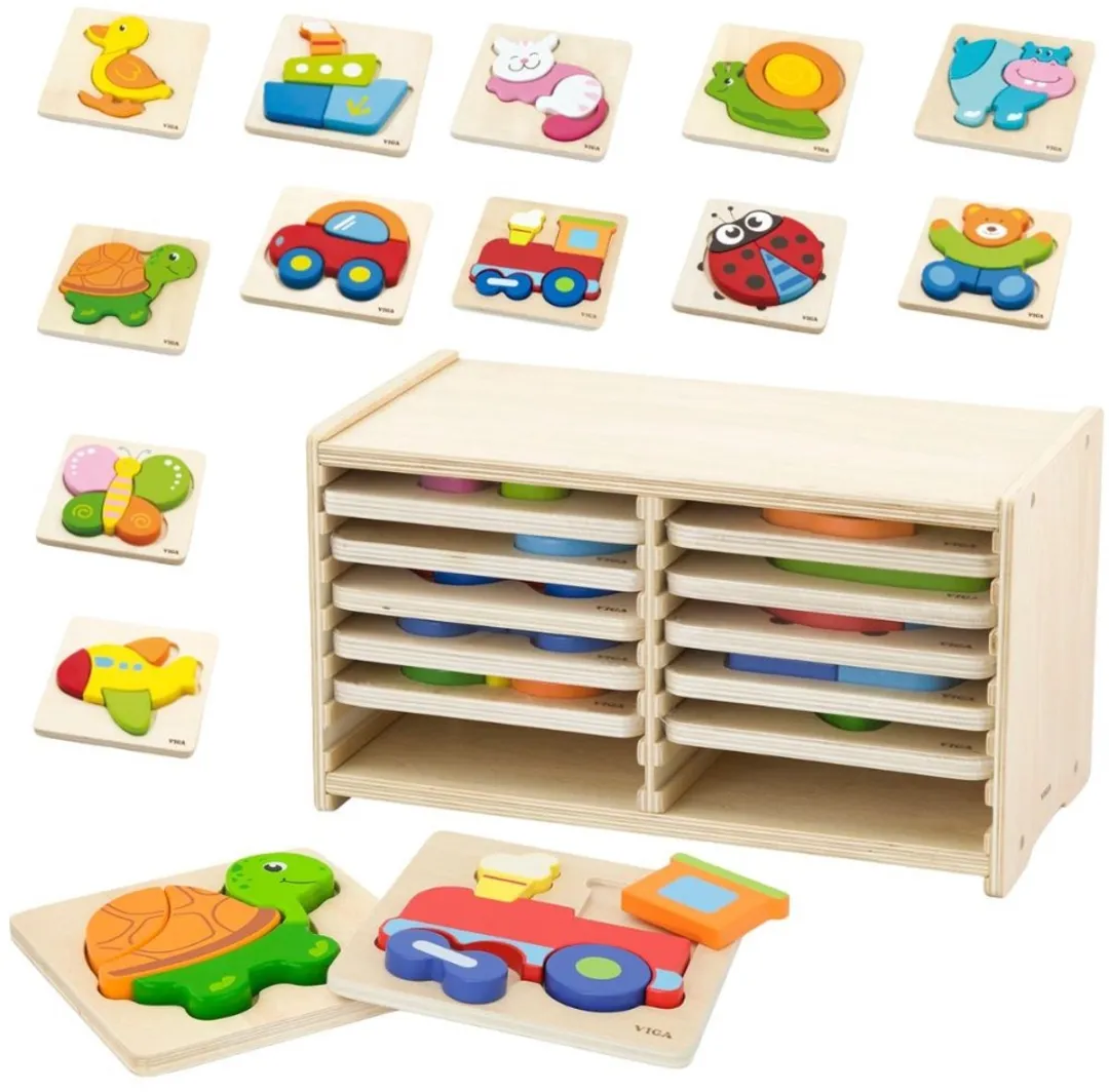Viga Houten Puzzel 12 Planken - Meerkleurig