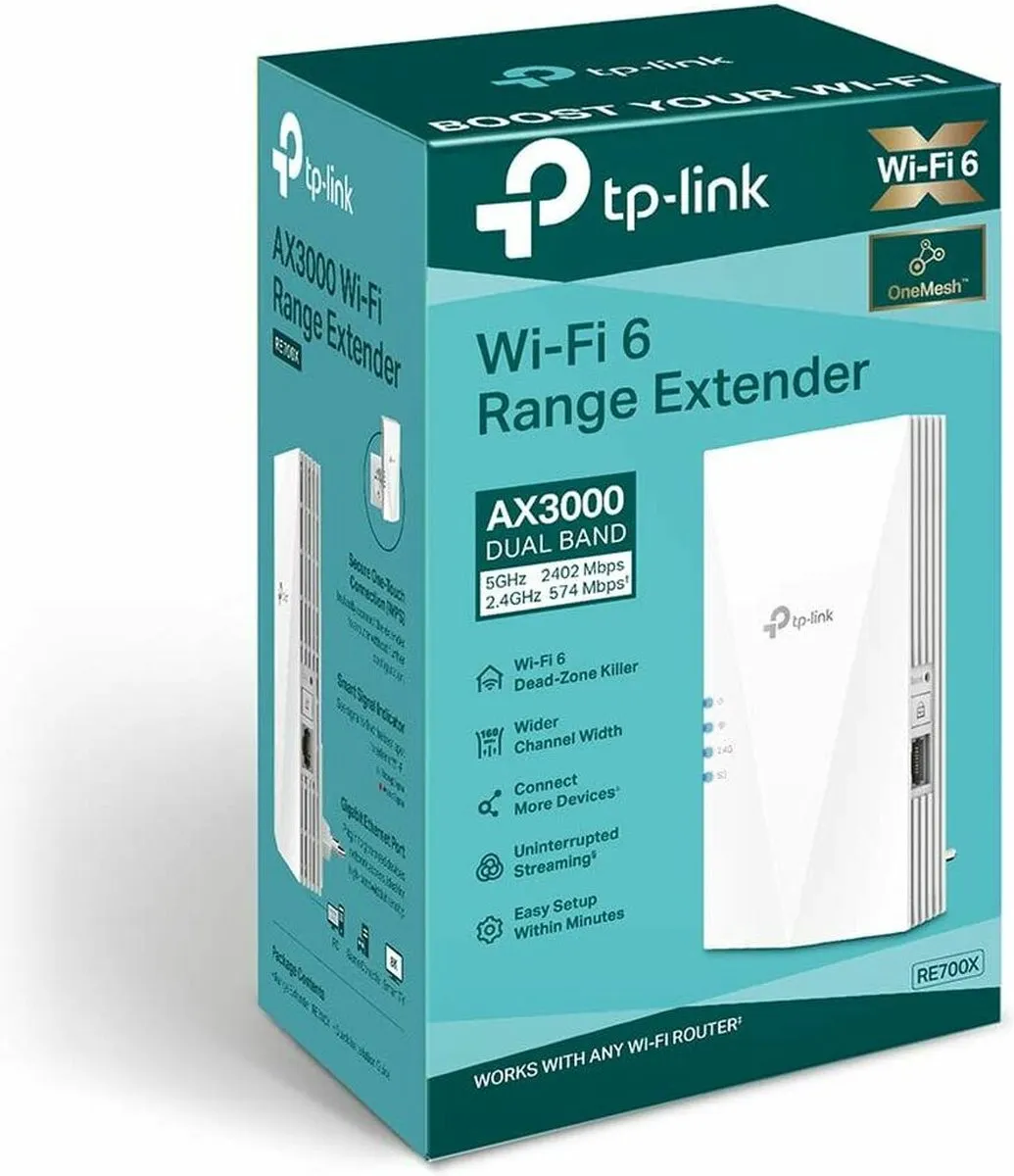 TP-Link RE700X WiFi 6 Repeater - 1x Ethernet - Wit
