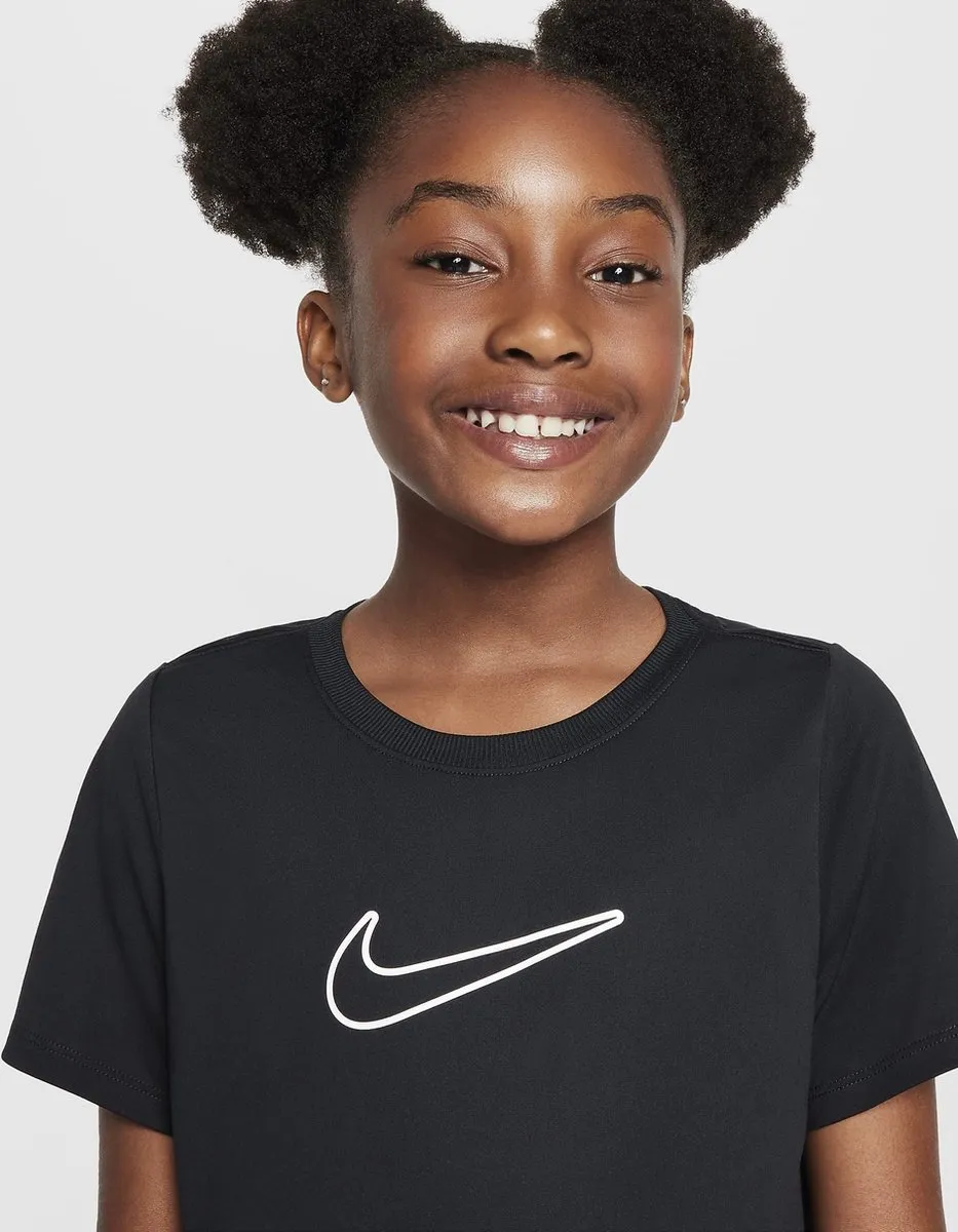 Nike One Fitted Dri-FIT Shirt - Maat 158 - Zwart/Wit