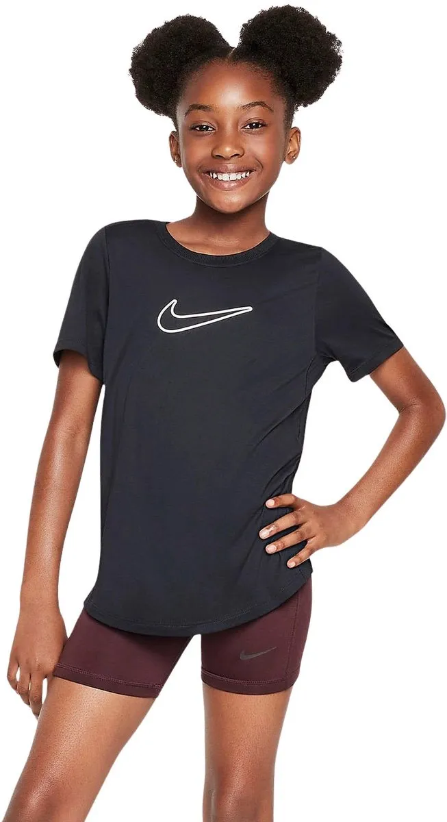 Nike One Fitted Dri-FIT Shirt - Maat 158 - Zwart/Wit