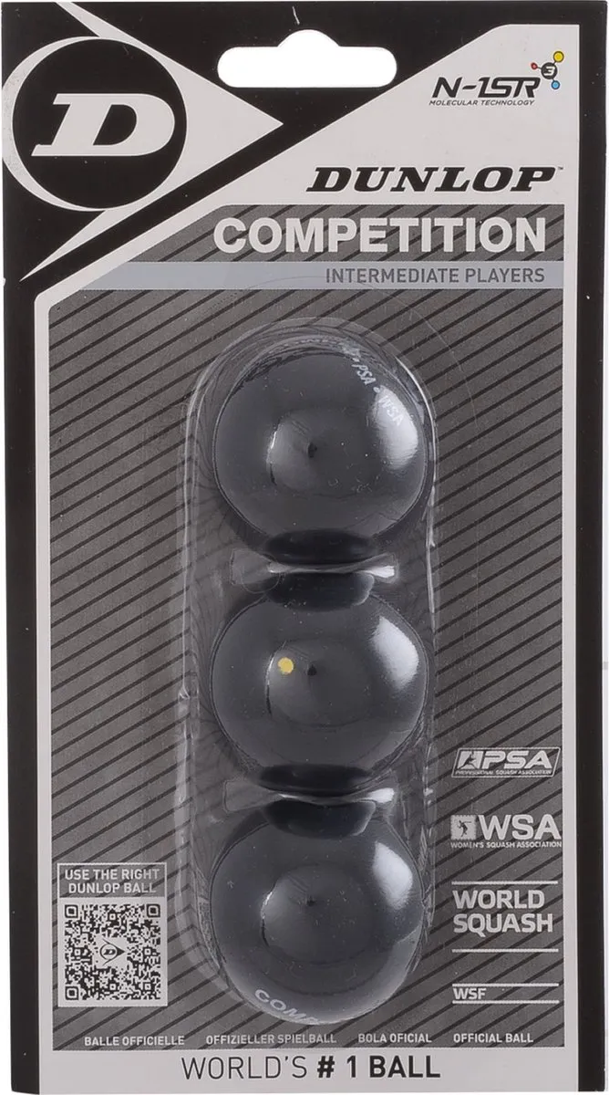 Dunlop Competition Squashball - 3 Stuks - Geel