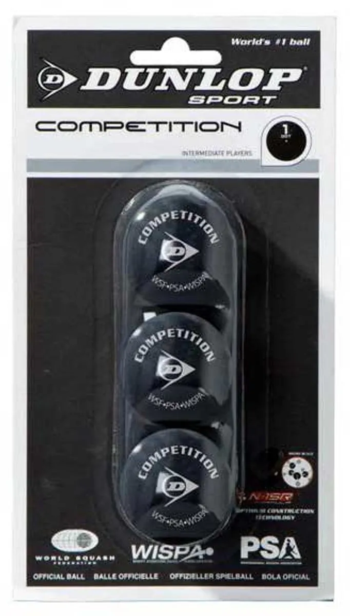 Dunlop Competition Squashball - 3 Stuks - Geel