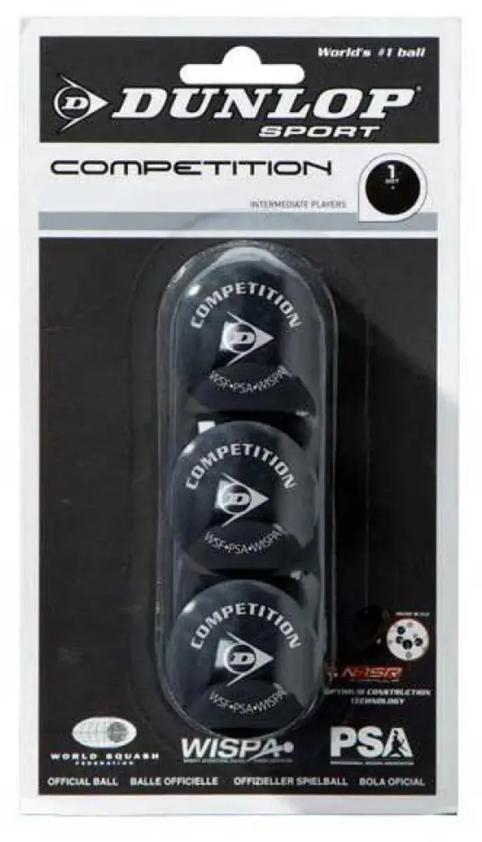 Dunlop Competition Squashball - 3 Stuks - Geel