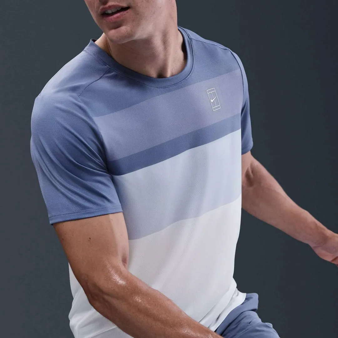 Nike Court Advantage Shirt Heren M - Lichtblauw/Wit
