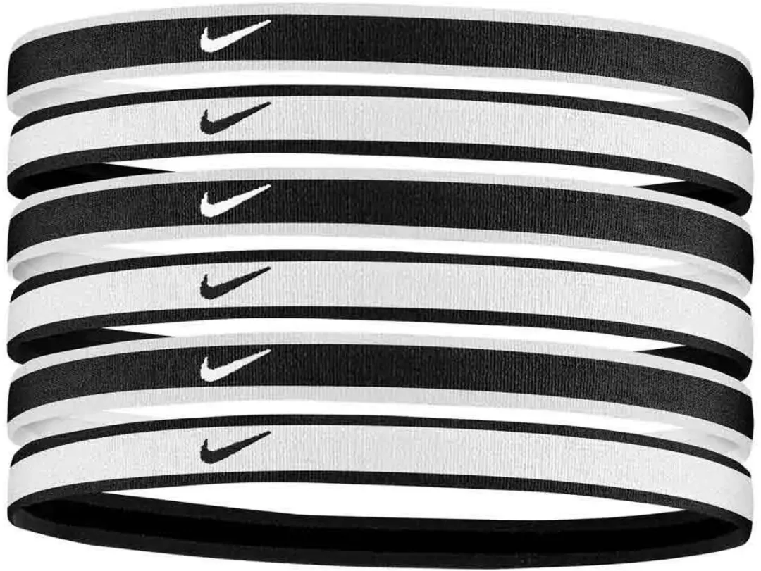 Nike Swoosh Haarelastieken - 6 Stuks - Zwart/Wit/Grijs