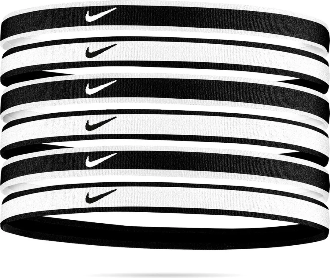 Nike Swoosh Haarelastieken - 6 Stuks - Zwart/Wit/Grijs