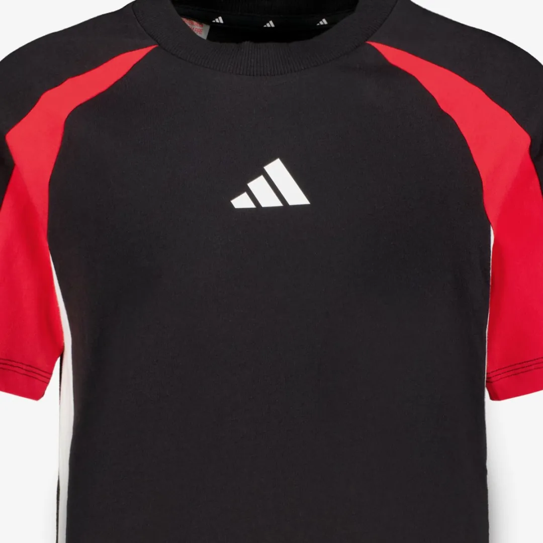 Adidas J CB T Kinder Sport T-shirt - 164/170 - Zwart/Rood