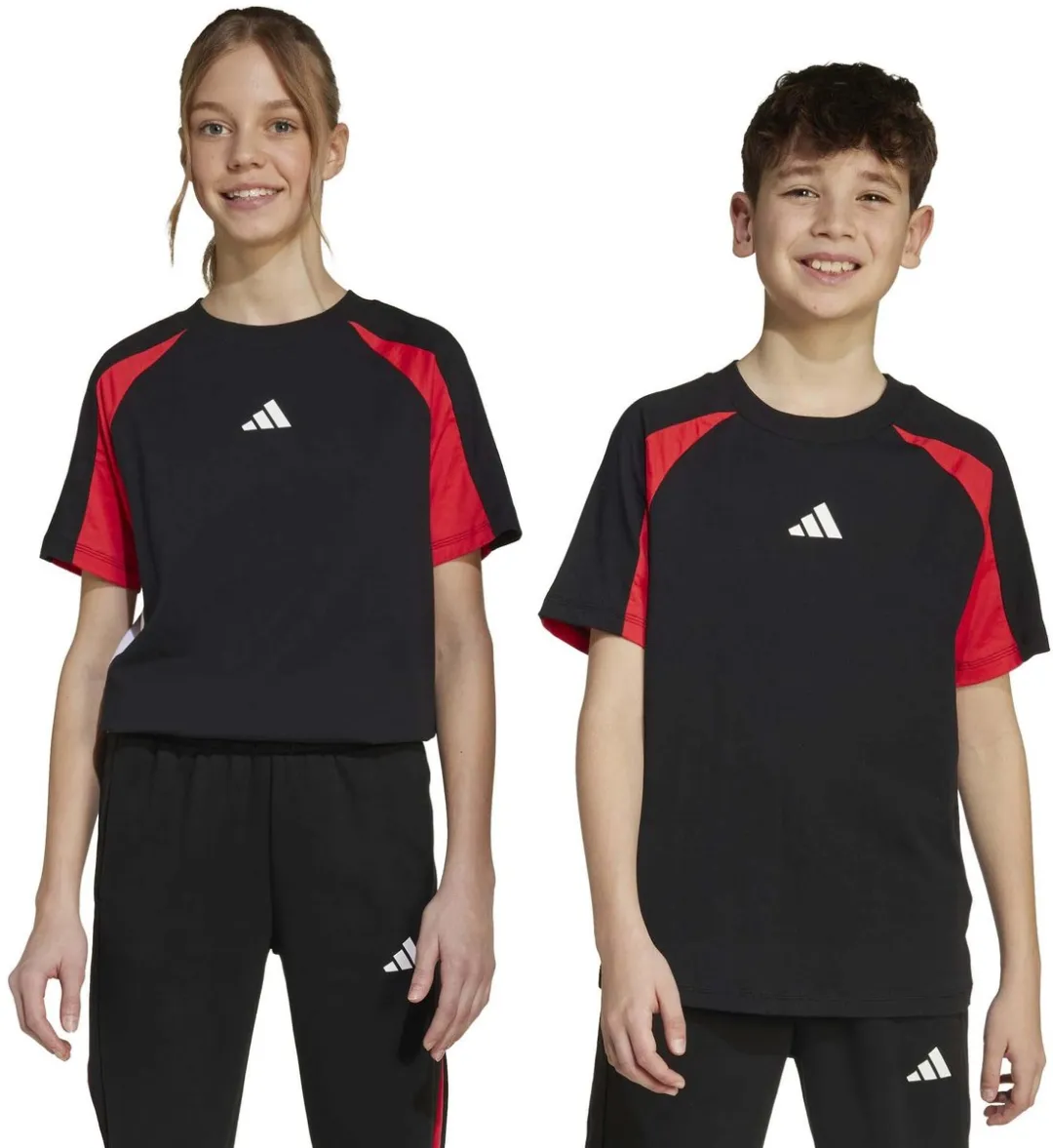Adidas J CB T Kinder Sport T-shirt - 164/170 - Zwart/Rood