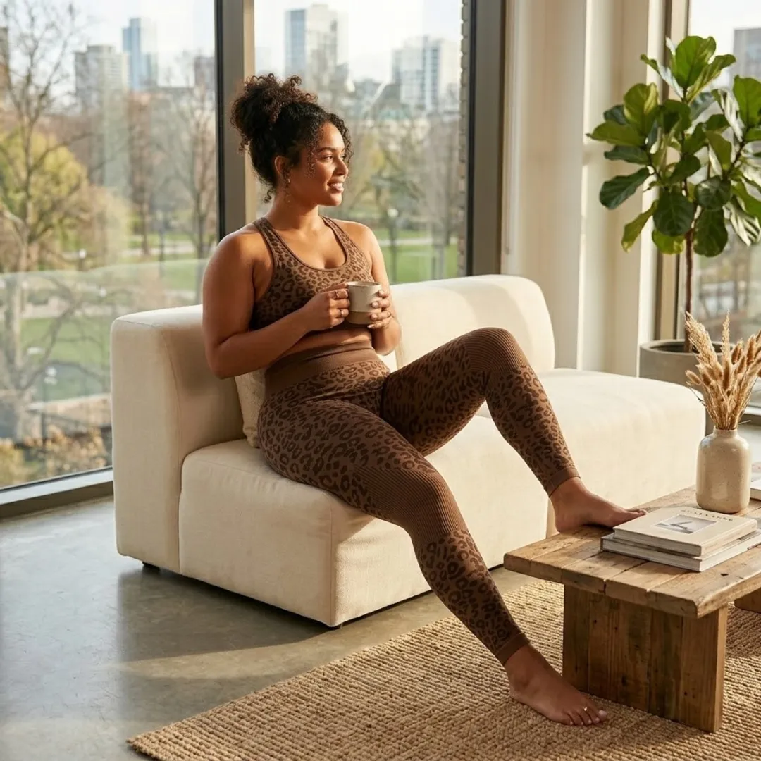NuveX Koffiebruine Sportlegging M - Luipaardprint