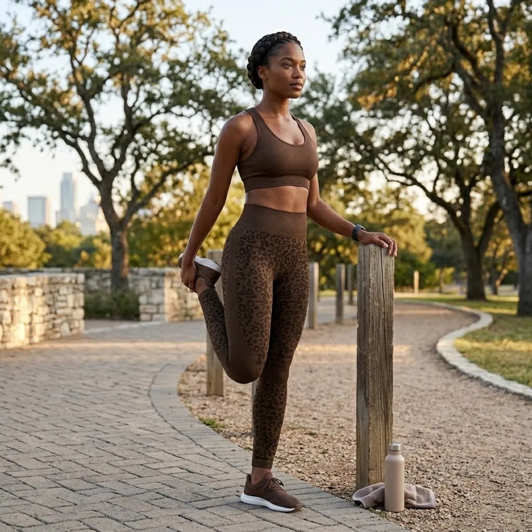 NuveX Koffiebruine Sportlegging M - Luipaardprint