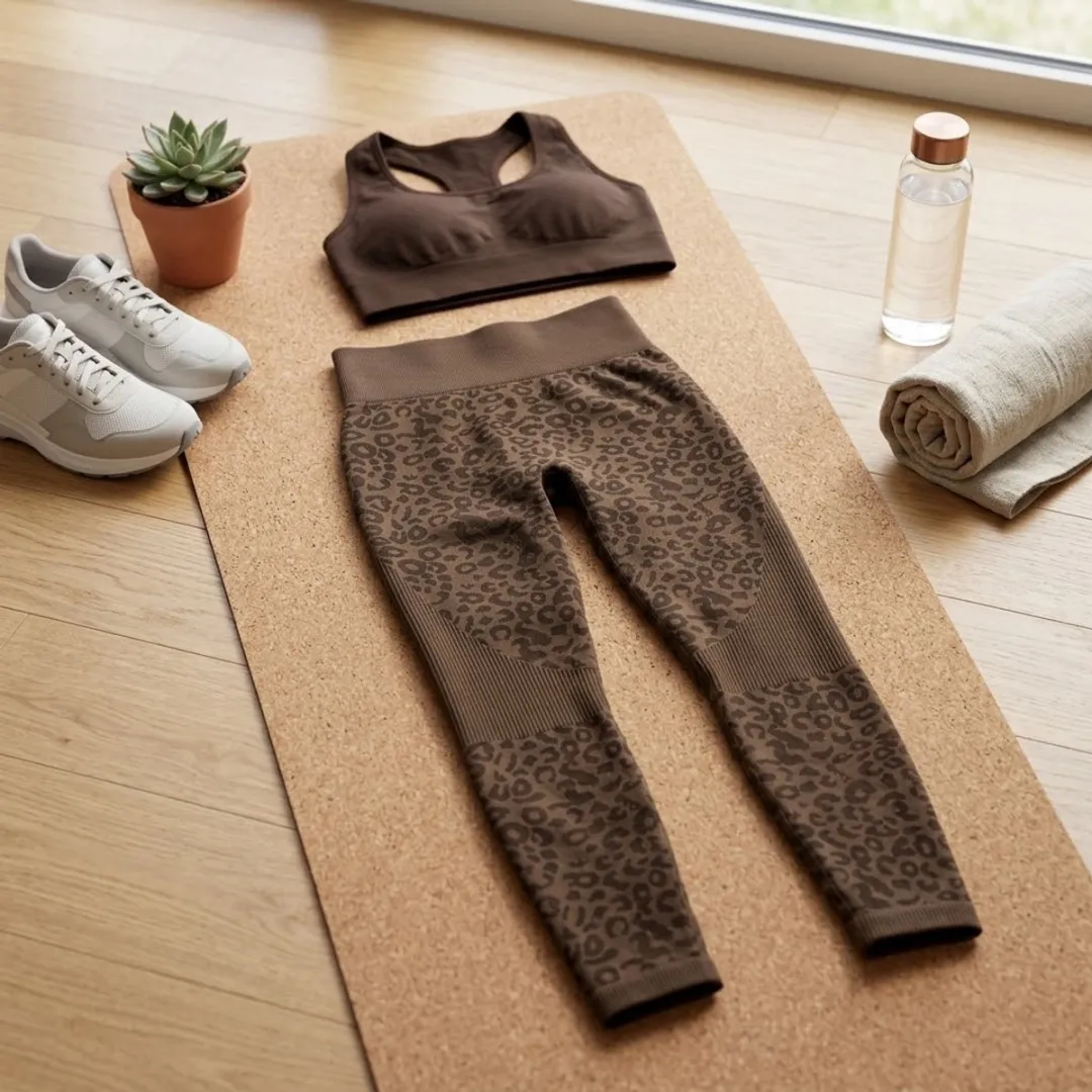 NuveX Koffiebruine Sportlegging M - Luipaardprint