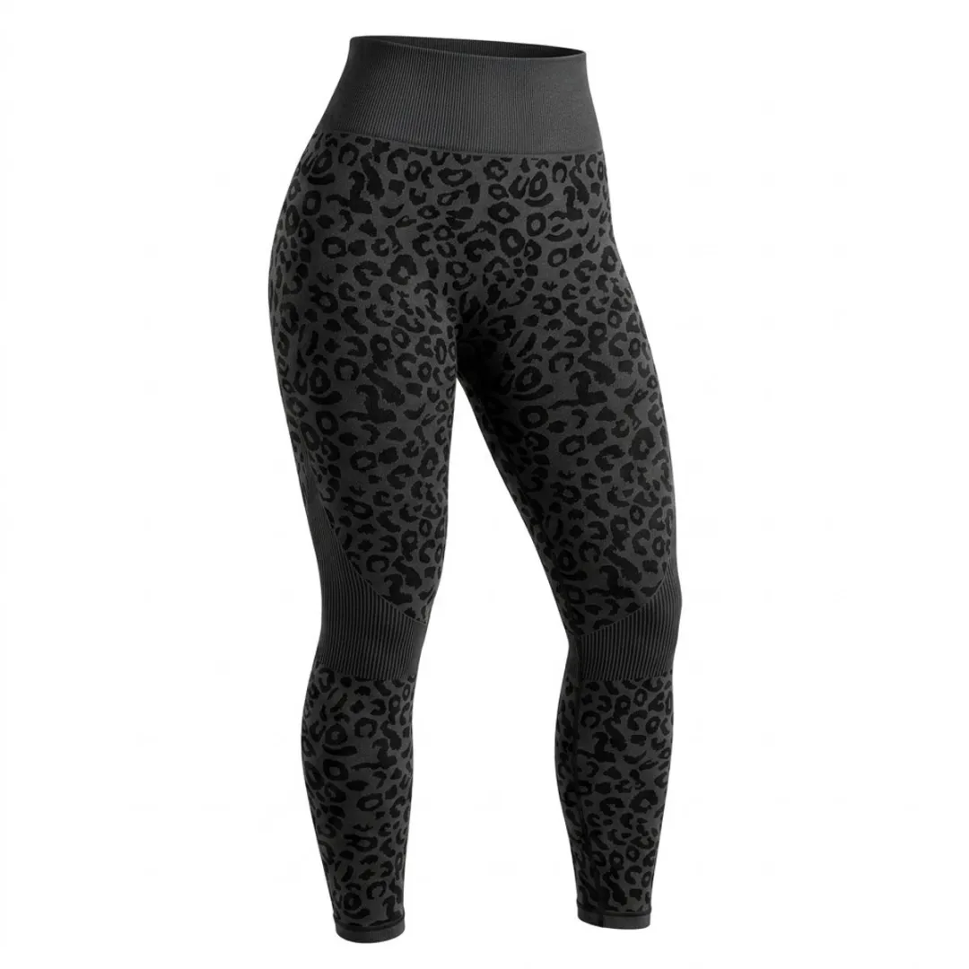 NUVEX Donkergrijs Luipaardprint Sportlegging L