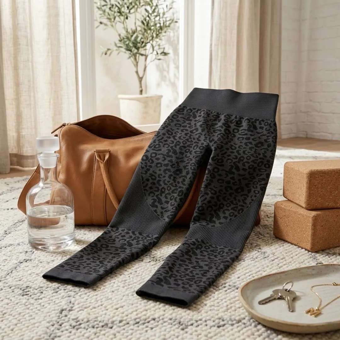 NUVEX Donkergrijs Luipaardprint Sportlegging L