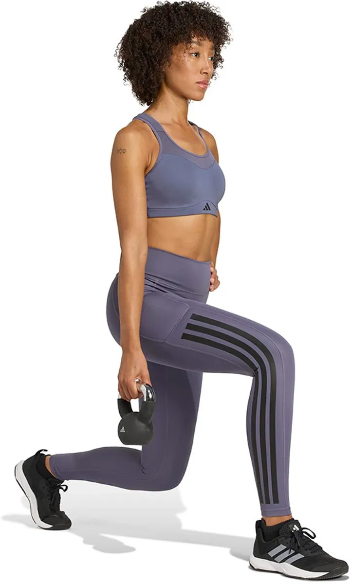 Adidas Optime 3 Stripes Leggings - Paars - XL