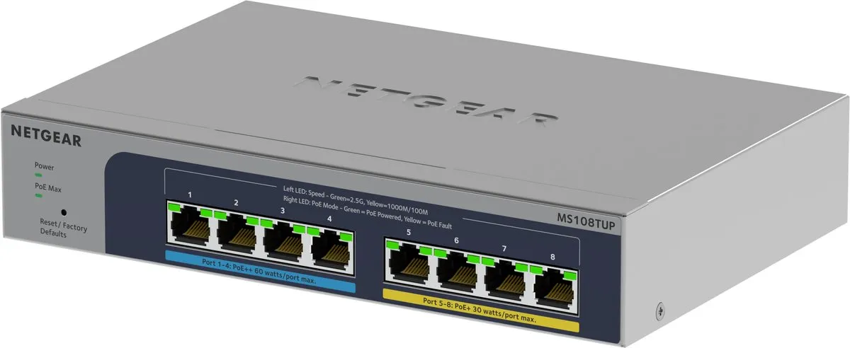 Netgear MS108TUP Smart Managed Switch 8x PoE 2.5Gbps