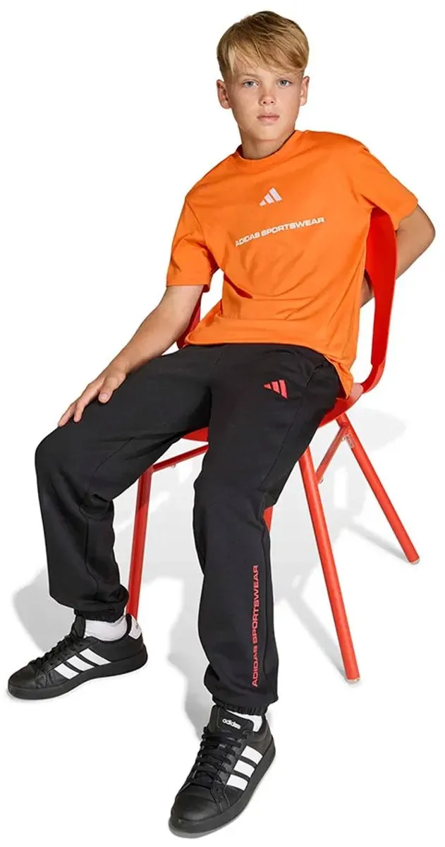 Adidas Slogan Fleece Joggers 128 - Zwart