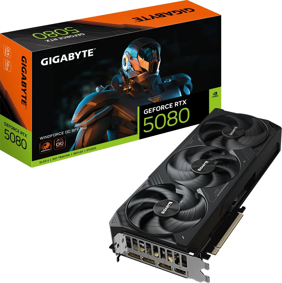 Gigabyte GeForce RTX 5080 WINDFORCE OC Videokaart 16GB - GV-N5080WF3OC-16GD