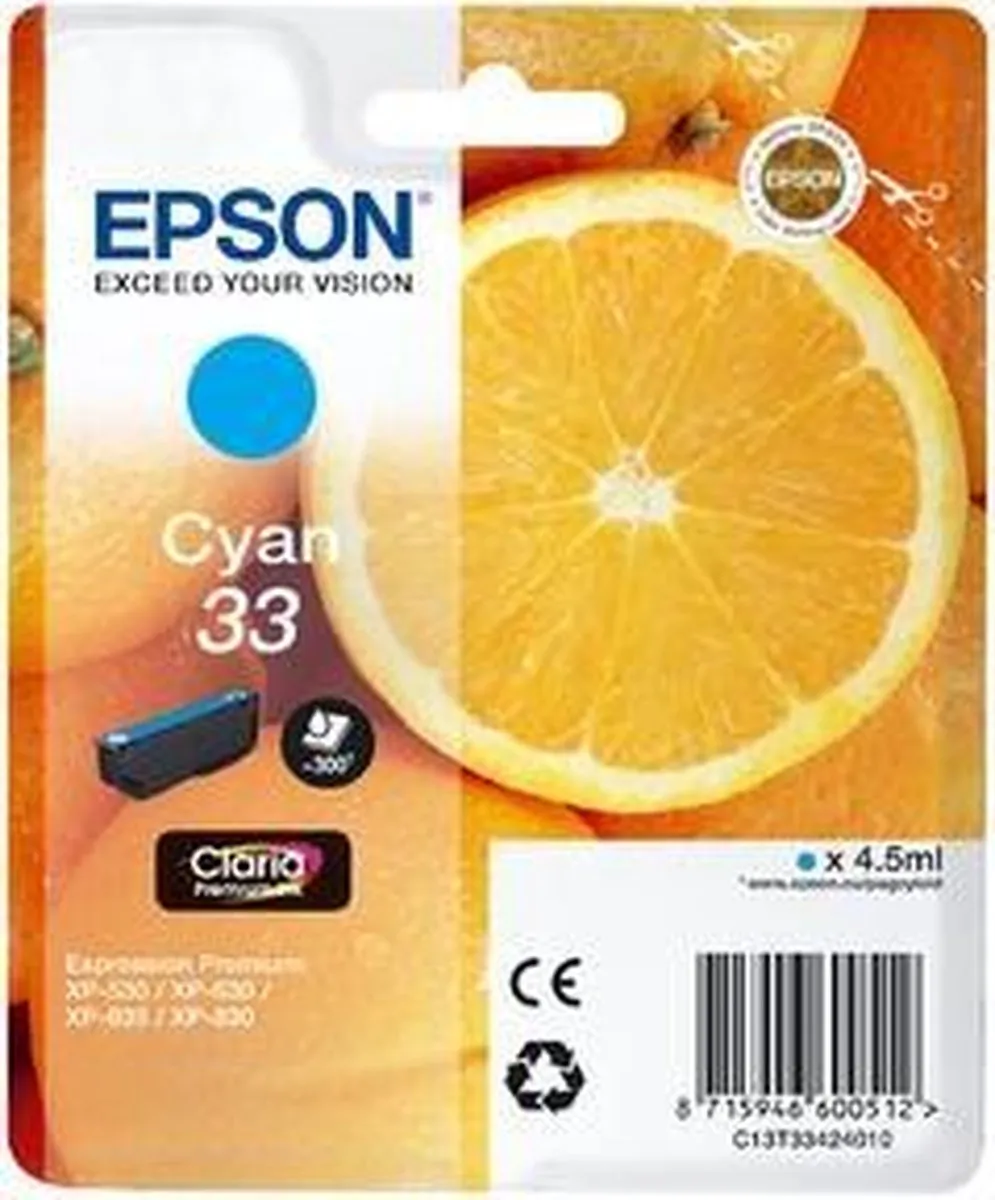 Epson C13T33424010 Inktcartridge - Cyaan