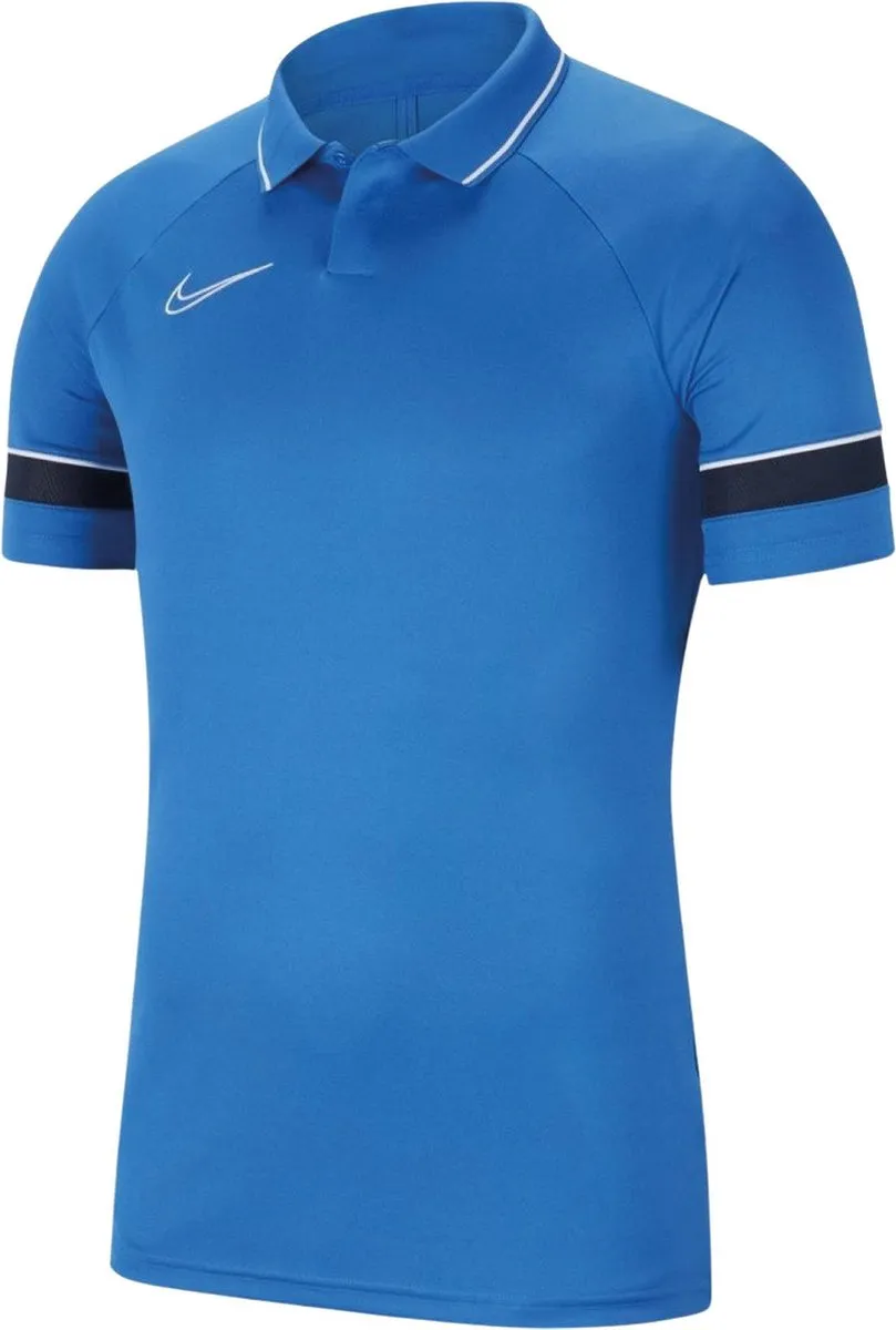 Nike Dri-FIT Academy 21 Polo Heren S - Blauw/Zwart/Wit