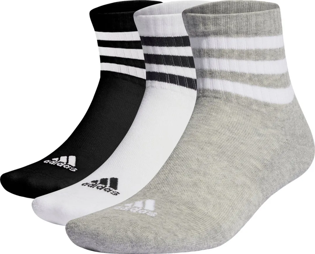 adidas 3-Stripes Cushioned Korte Sokken - Grijs - 3 Paar