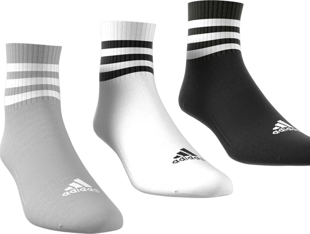 adidas 3-Stripes Cushioned Korte Sokken - Grijs - 3 Paar