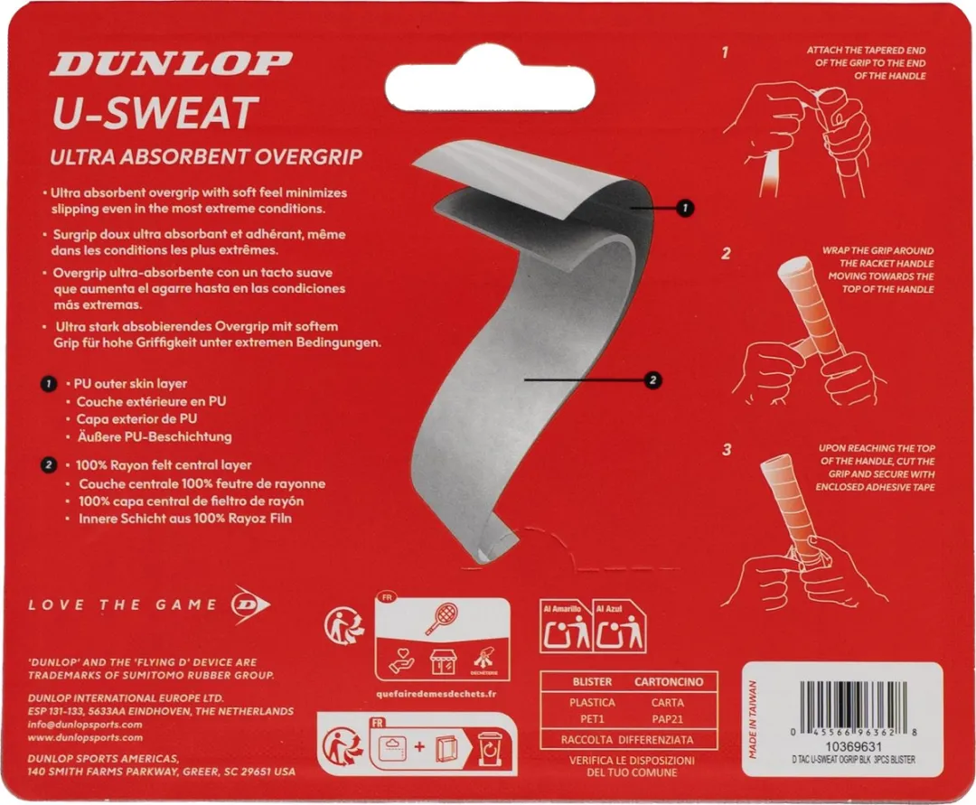 Dunlop Grip U-Sweat O-Grip Zwart - 3 Stuks
