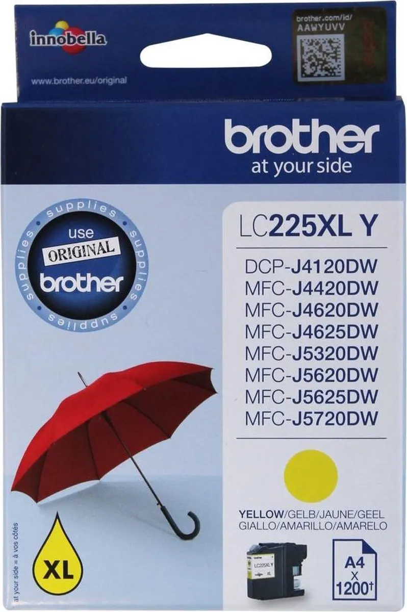 Brother LC-225XL Inktcartridge Geel - 1200 pagina's
