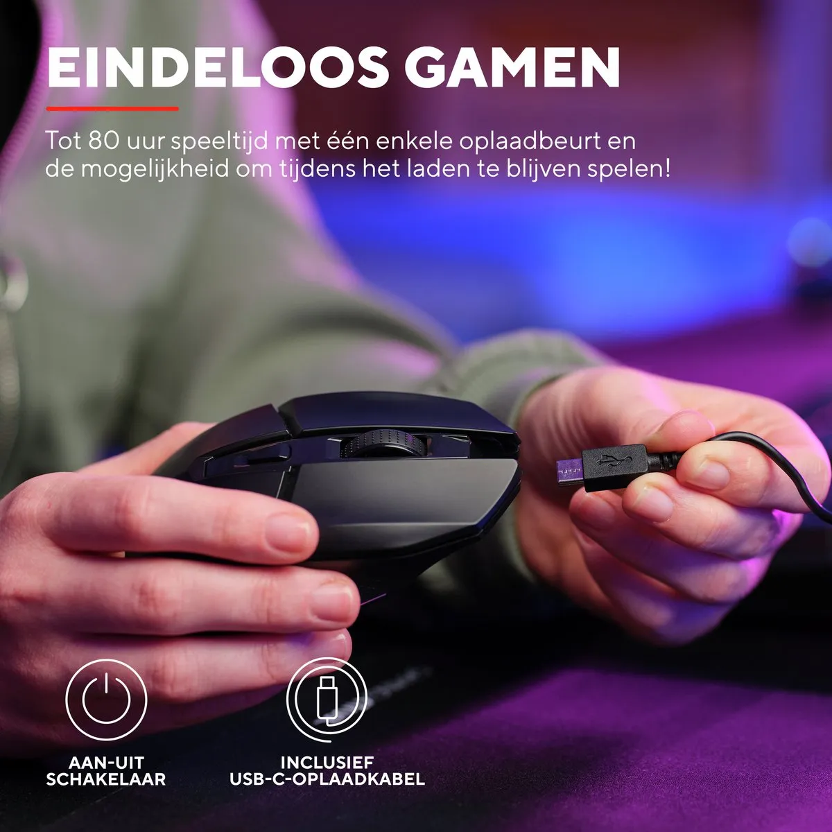 Trust GXT 110 Felox Draadloze Gaming Muis 4800DPI - Zwart