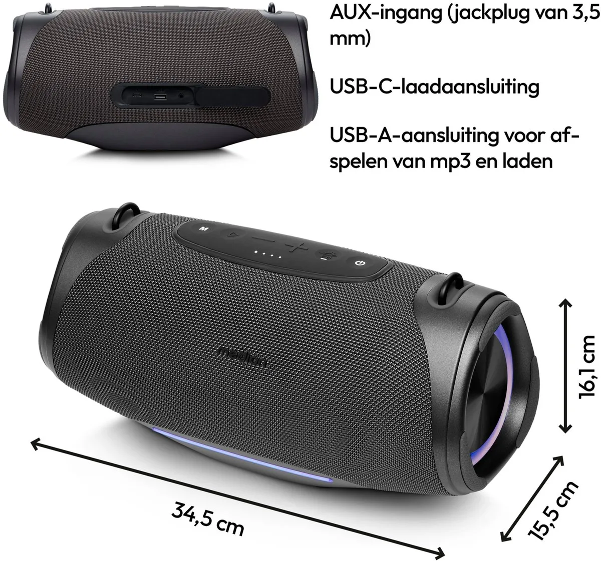 Medion P61762 Bluetooth Luidspreker - 50W - IPX7 - Antraciet - afbeelding 6 van 6