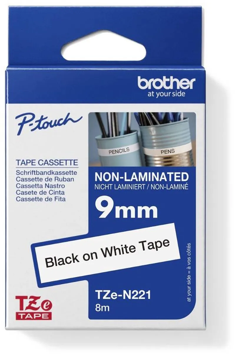 Brother TZ-N221 Etikettenband 9mm - Zwart