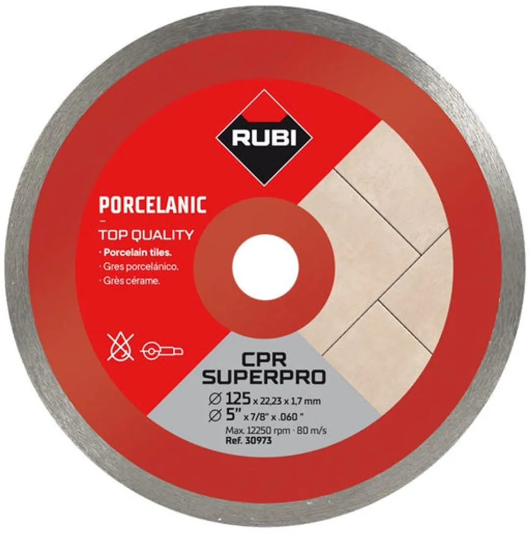 Rubi CPR 125 Superpro Diamantschijf Porseleingres 125mm - Nat Gebruik - Grijs/Rood