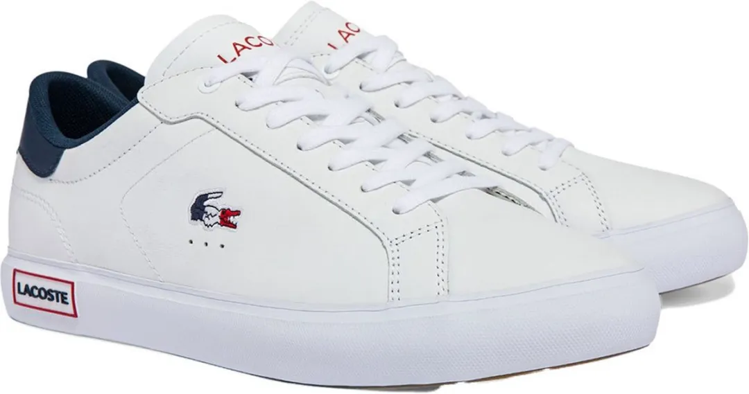 Lacoste Powercourt Tricolor2 Sneakers - Wit/Navy/Rood - EU 40.5