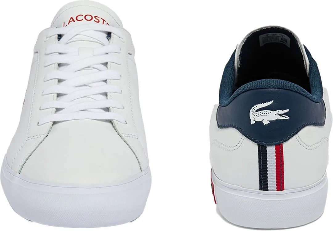 Lacoste Powercourt Tricolor2 Sneakers - Wit/Navy/Rood - EU 40.5
