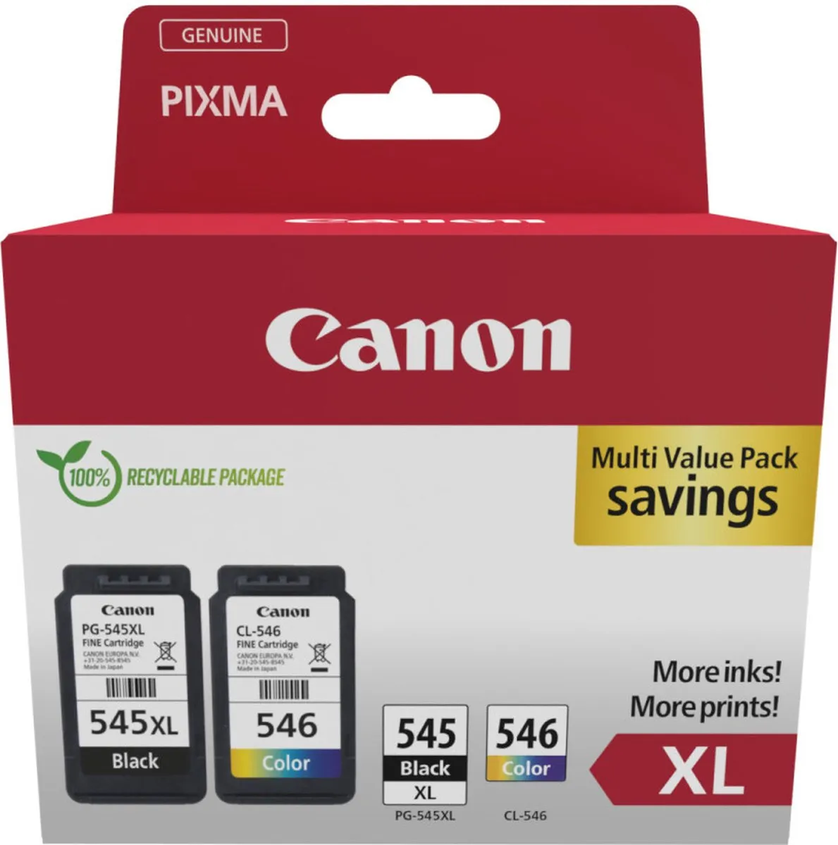 Canon 8286B012 Inktcartridge XL - 2 Stuks - Zwart/Cyaan/Magenta/Geel