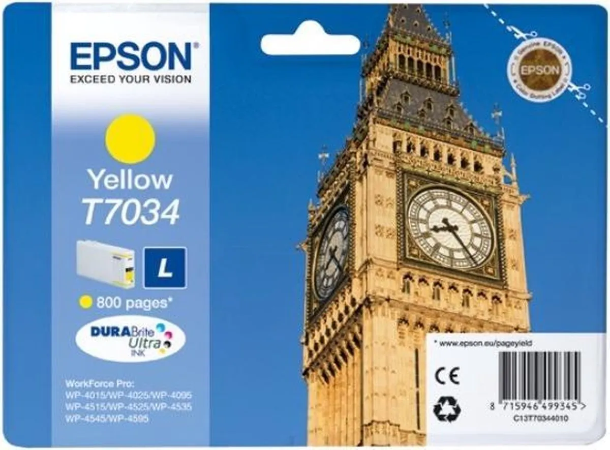Epson T7034 Geel Inktcartridge - 800 Pagina's