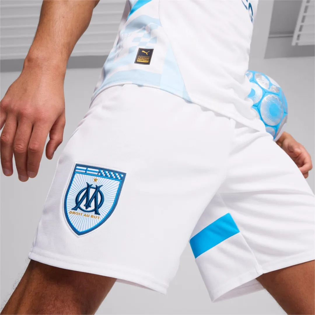 PUMA Korte Wedstrijd OM 2024/25 Voetbalshirt - XS - Wit/Zuurblauw